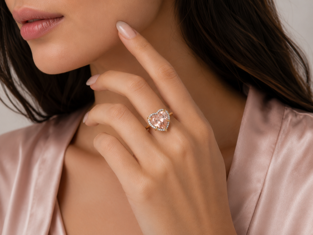 ARVLUX Heart Pink Lab Diamond Engagement Ring