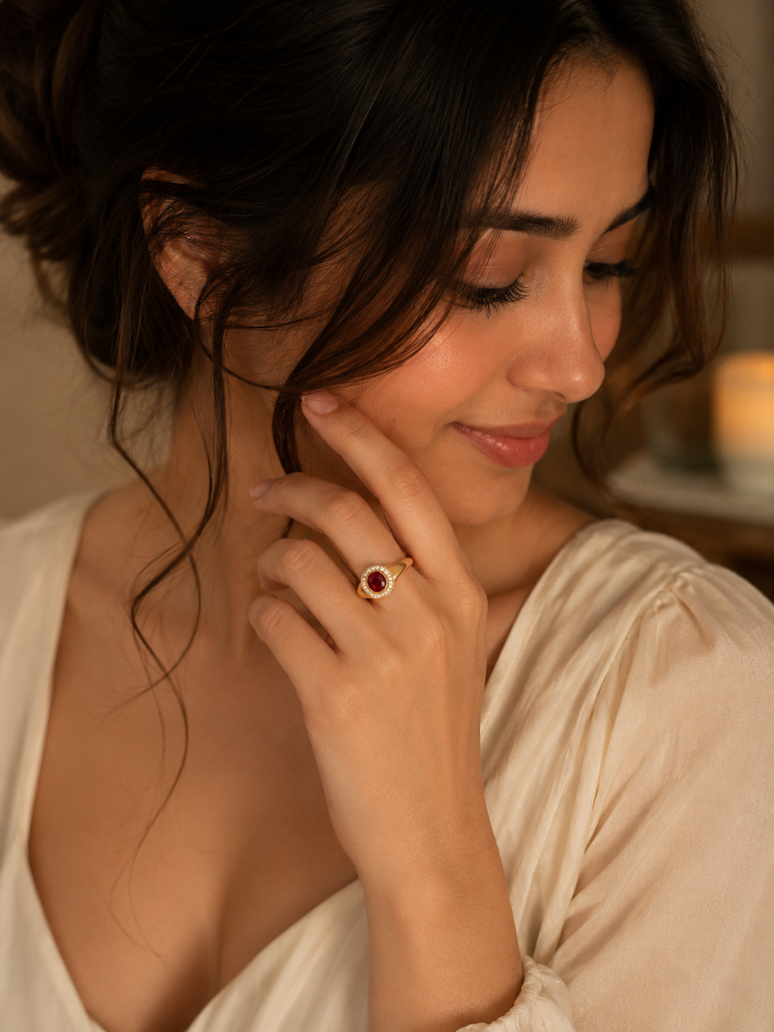 ARVLUX 1 Carat Natural Ruby Cushion Cut Ring