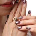 Oval Citrine Diamond Halo Ring