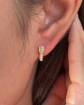 Champagne Pear Cut Lab Grown Diamond Pavé Huggie Hoop Earrings