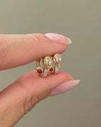Champagne Pear Cut Lab Grown Diamond Pavé Huggie Hoop Earrings