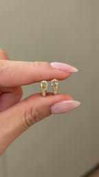 Champagne Pear Cut Lab Grown Diamond Pavé Huggie Hoop Earrings