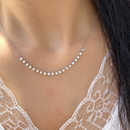 Round Lab Grown Diamond Station Drop Necklace | Dainty Floating Diamond Necklace