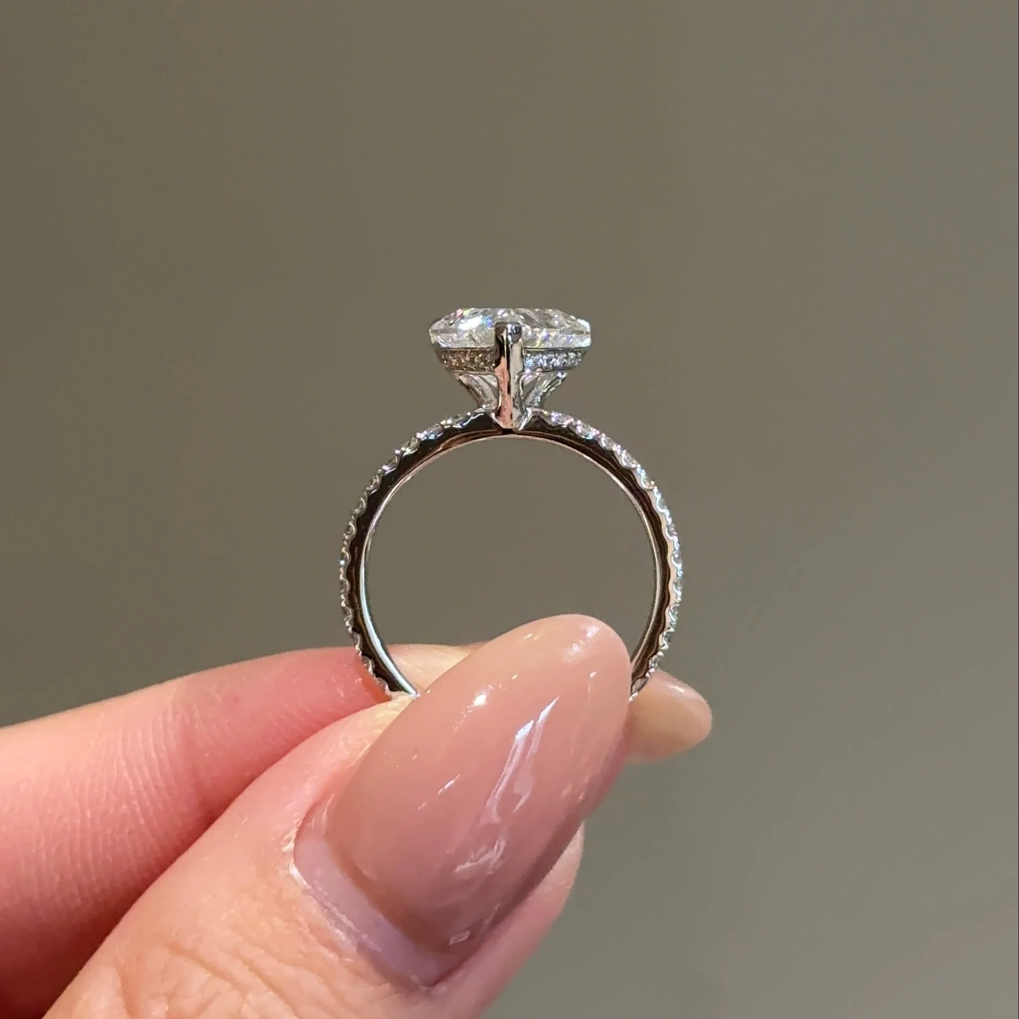 2 carats Heart Cut Diamond with Micro Pave Solitaire Ring