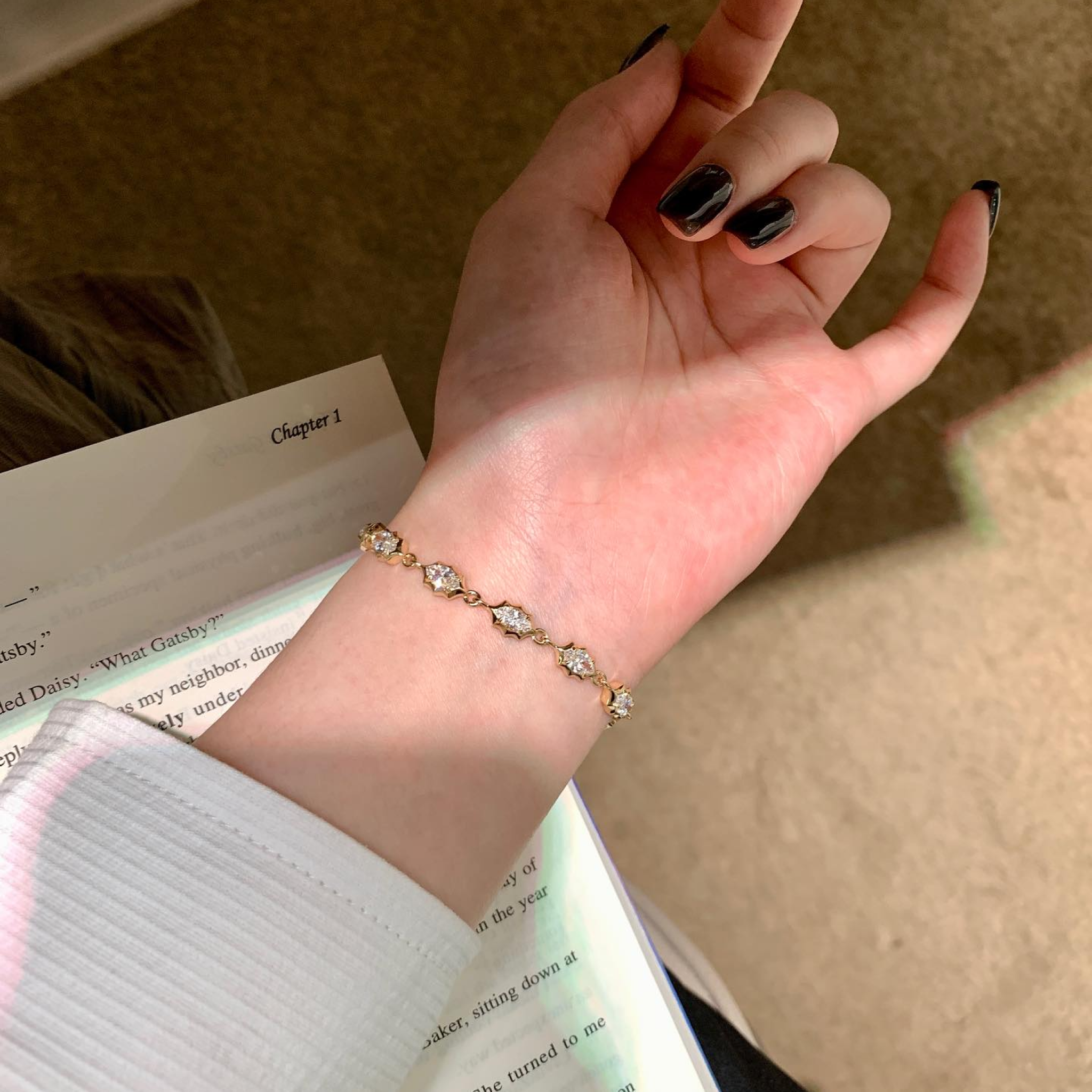 Marquise Lab Grown Diamond Bracelet | Vintage Starburst Gold Tennis Bracelet