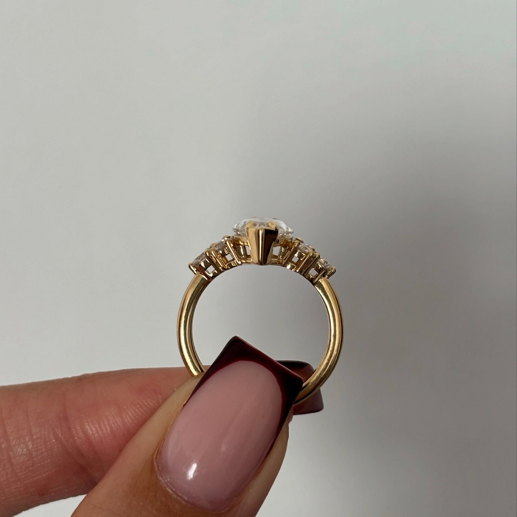 3 CT Marquise Lab Grown Diamond Engagement Ring with Round Diamond Side Cluster