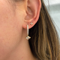 Lozenge Cut Lab Diamond Charm Hoop Earrings | Bezel Set Geometric Diamond Drop Earrings