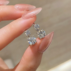 Round-Cut Lab Grown Diamond Two-Stone Drop Stud Earrings