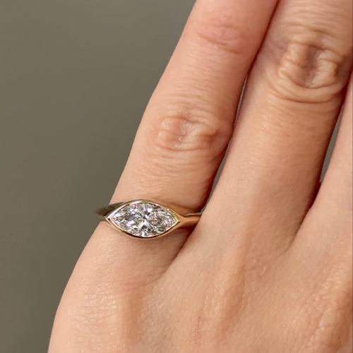 1 carats Marquise cut Diamond Bezel XL Pinky Ring