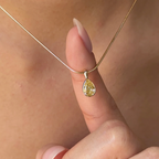 Luxury Fancy Yellow Pear Lab Diamond Bezel Pendant Necklace