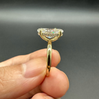 Oval Cut Lab Grown Diamond Solitaire Engagement Ring | Hidden Halo Yellow Gold Ring