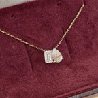 Emerald & Pear-Cut Lab Grown Diamond Toi et Moi Necklace