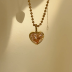 Heart Cut Pink Lab Grown Diamond Pendant | Full Bezel Solitaire Gold Necklace