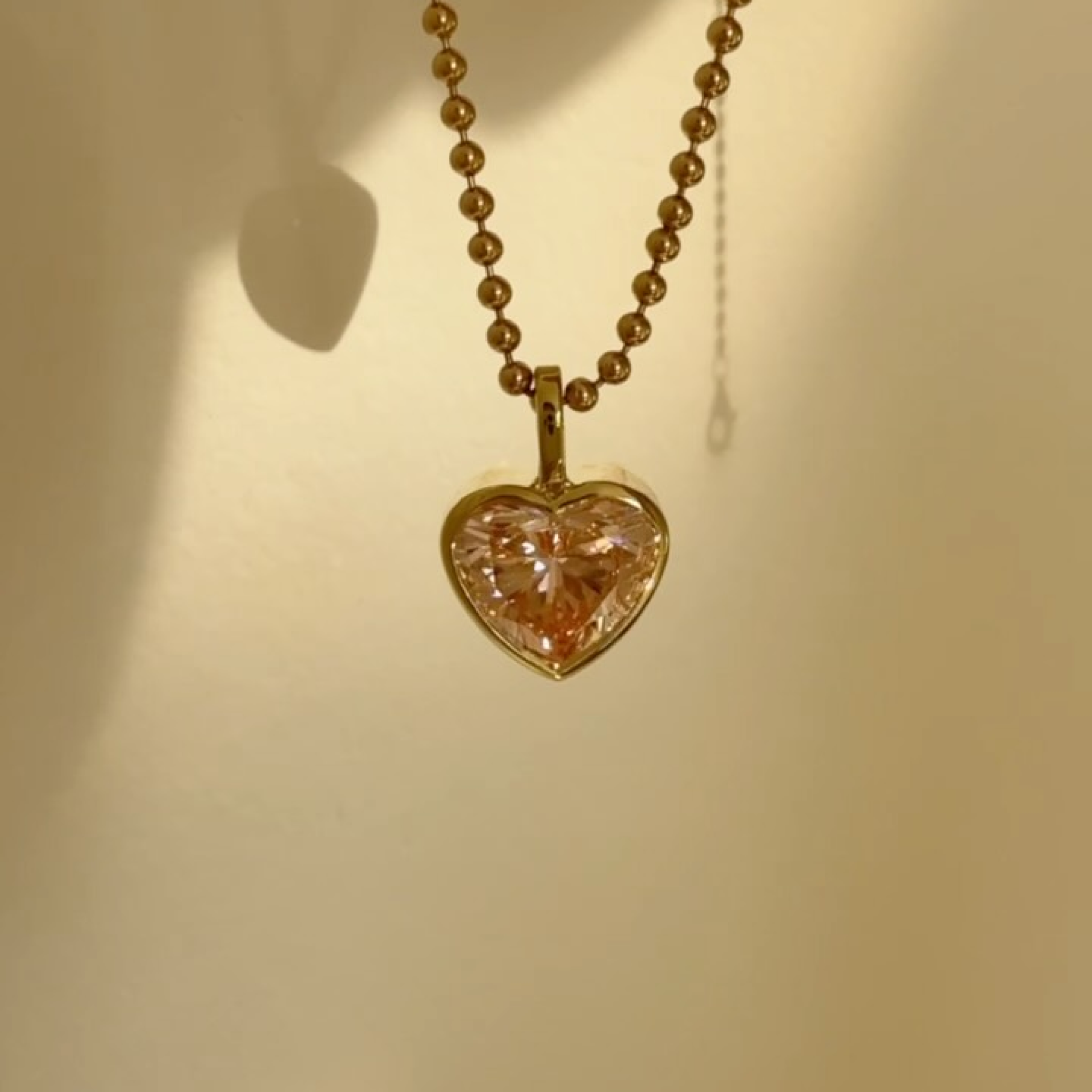 Heart Cut Pink Lab Grown Diamond Pendant | Full Bezel Solitaire Gold Necklace