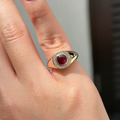 1 carat Natural Ruby Cushion Cut with Halo Diamond Pinky Ring