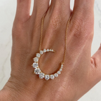 Round Brilliant Lab Grown Diamond Crescent Moon Necklace