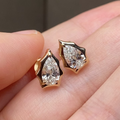 0.70CT Pear Cut Diamond Stud Earrings , Abstract Sculptural Bezel Setting