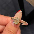 1.5 CT Emerald Cut Bezel Set Solitaire Ring | Minimalist Lab Grown Diamond Engagement Ring | 14K Gold Fine Jewelry