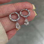Pear Drop Lab Grown Diamond Hoop Earrings | Diamond Huggie Dangle Earrings