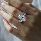 Signature 10 Ct Oval Lab Diamond Three Stone Bridal Ring