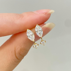 Marquise-Cut Lab Grown Diamond Drop Stud Earrings