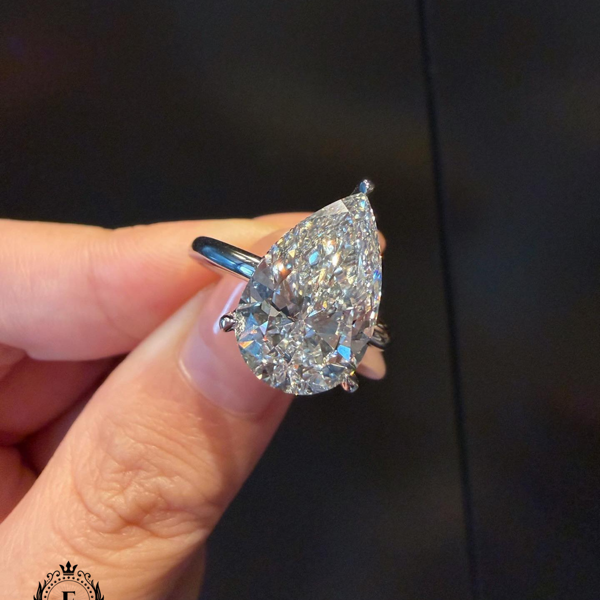 5 CT Pear Lab Grown Diamond Engagement Ring | Hidden Halo Solitaire Pear Diamond Ring