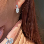 Pear Drop Lab Grown Diamond Earrings | Round & Pear Diamond Dangle Stud Earrings