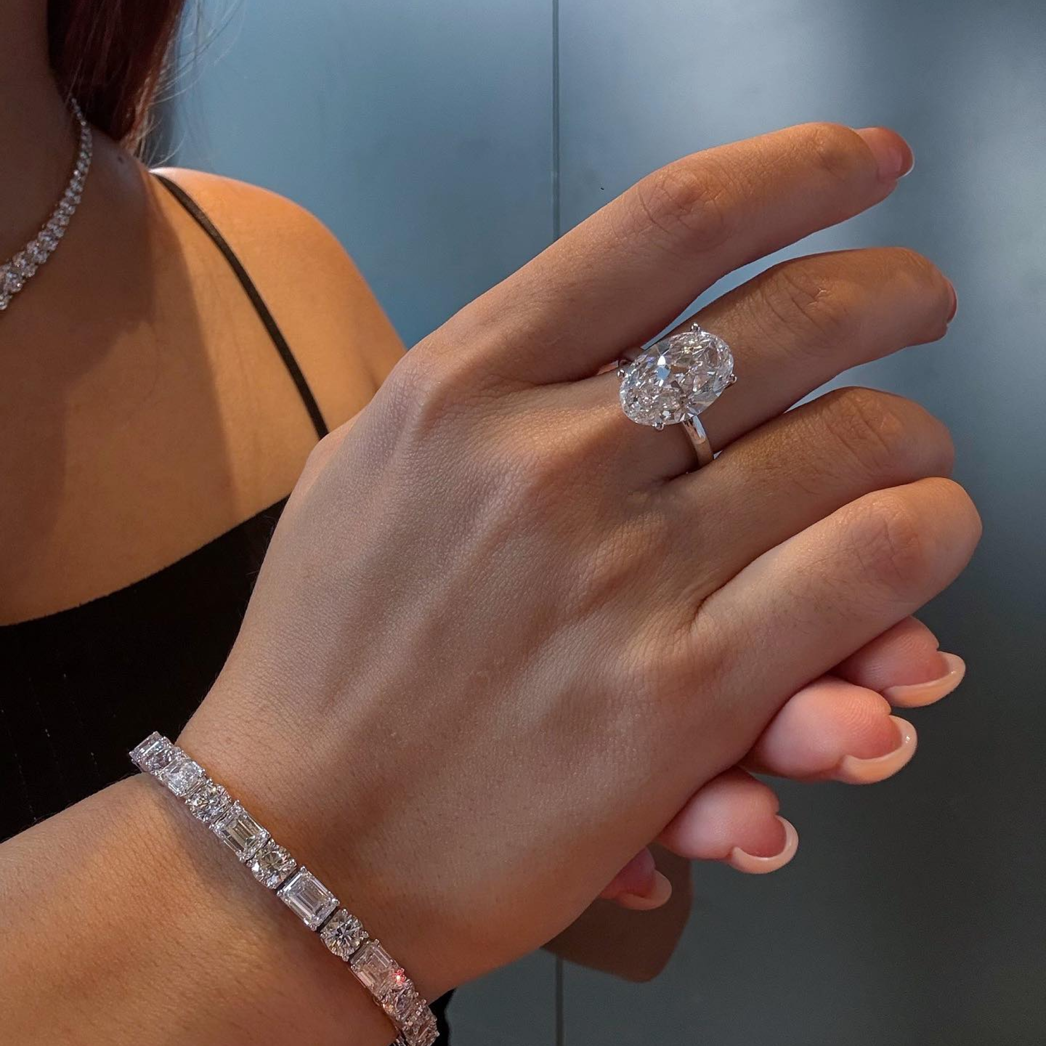 5 CT Oval Lab Grown Diamond Solitaire Engagement Ring | Hidden Halo Bridal Ring