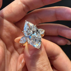 Marquise Lab Grown Diamond Engagement Ring with Pear Side Stones | Three Stone Gold Ring