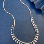 Pear Drop Lab Grown Diamond Tennis Necklace | Pave Diamond Fringe Statement Necklace | 14K Gold Bridal Jewelry