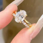 2 CT Oval Lab Grown Diamond Engagement Ring with Pavé Band