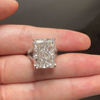 20 CT Radiant Cut Lab Grown Diamond Ring | Hidden Halo Split Shank Solitaire Engagement Ring | 14K Gold