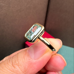 Radiant Cut Green Lab Grown Diamond Bezel Ring | Fancy Green Solitaire Engagement Ring | 14K Gold