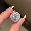 2 CT Cushion Cut Lab Grown Diamond Halo Engagement Ring | Double Halo Pave Bridal Ring | 14K Gold Fine Jewelry
