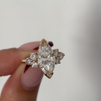 3 CT Marquise Lab Grown Diamond Engagement Ring with Round Diamond Side Cluster