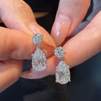 Pear Drop Lab Grown Diamond Earrings | Round & Pear Diamond Dangle Stud Earrings
