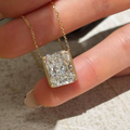 3.5 CT Radiant Cut Lab Grown Diamond Pendant | Half Bezel Diamond Necklace | Modern Solitaire Statement Jewelry
