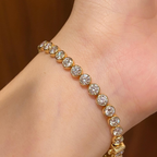 Round Bezel Set Lab Grown Diamond Tennis Bracelet | 14K Gold Lab Grown Diamond Bracelet