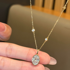 Oval Lab Grown Diamond Bezel Station Necklace | Minimalist Solitaire Pendant Necklace