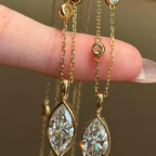 Marquise Cut Lab Grown Diamond Pendant Necklace | Bezel Set Gold Pendant