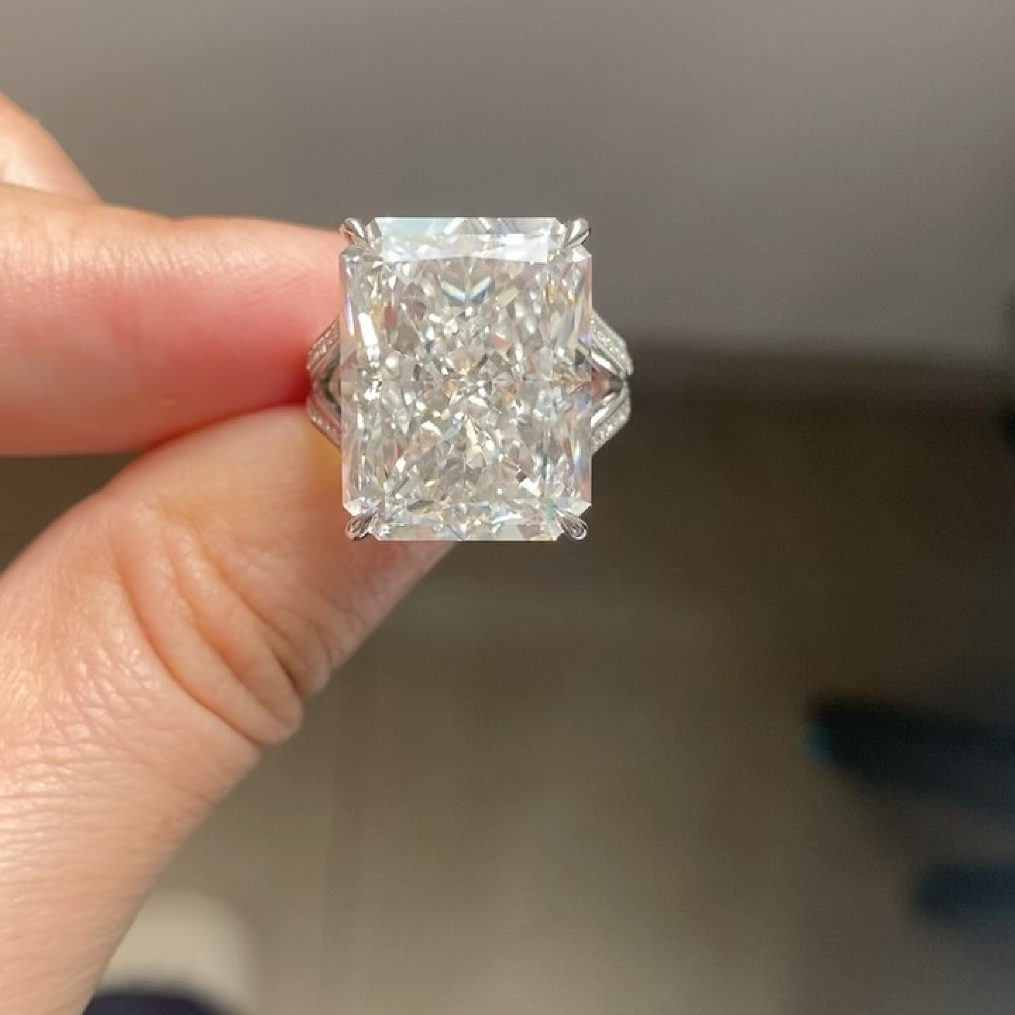 20 CT Radiant Cut Lab Grown Diamond Ring | Hidden Halo Split Shank Solitaire Engagement Ring | 14K Gold