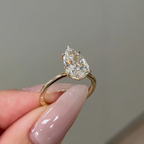 2 Carats Pear Cut Diamond Solitaire with Hidden Halo Setting