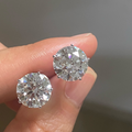 Round Lab Grown Diamond Stud Earrings | 4 Prong Martini Set Solitaire Earrings | 14K Gold Fine Jewelry