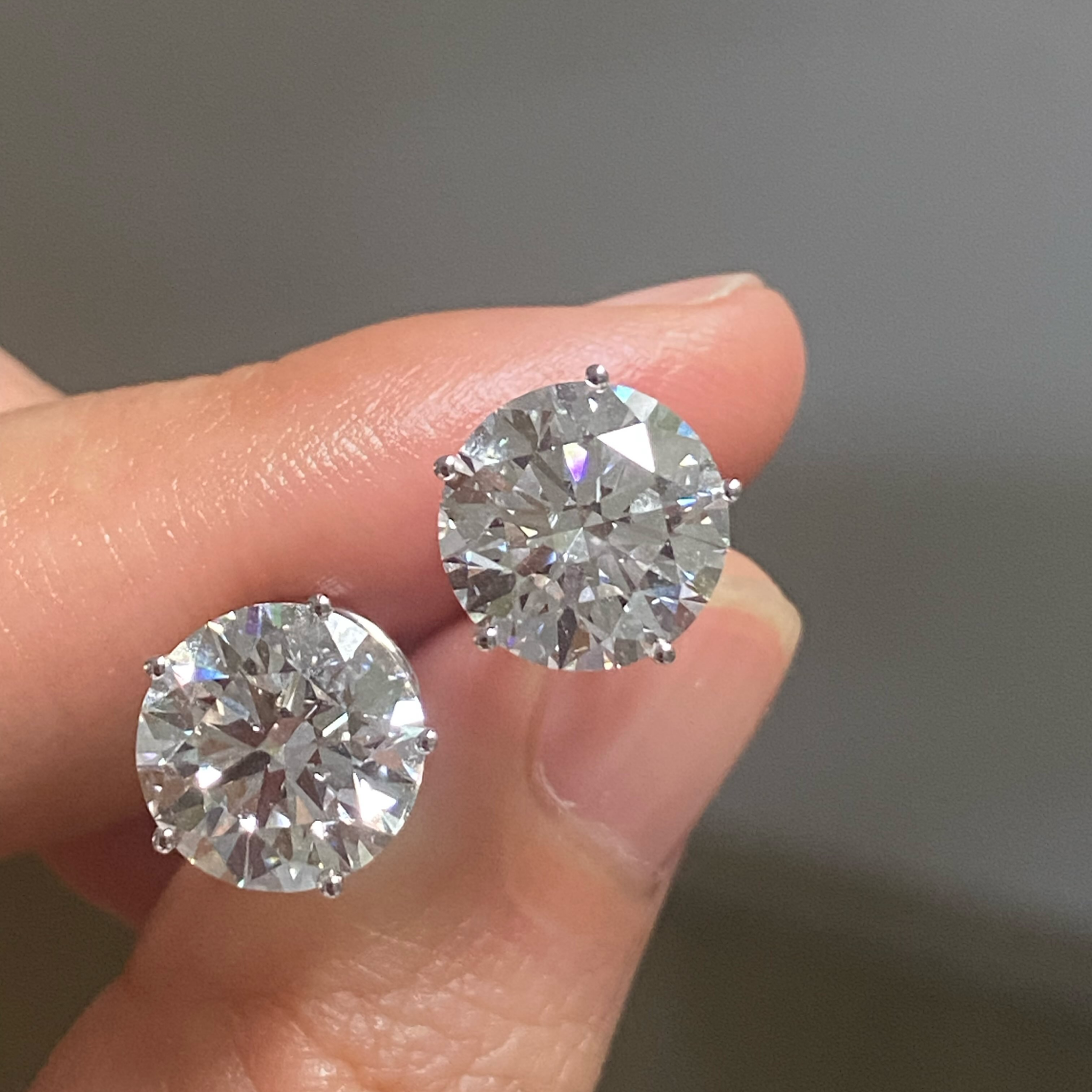 Round Lab Grown Diamond Stud Earrings | 4 Prong Martini Set Solitaire Earrings | 14K Gold Fine Jewelry
