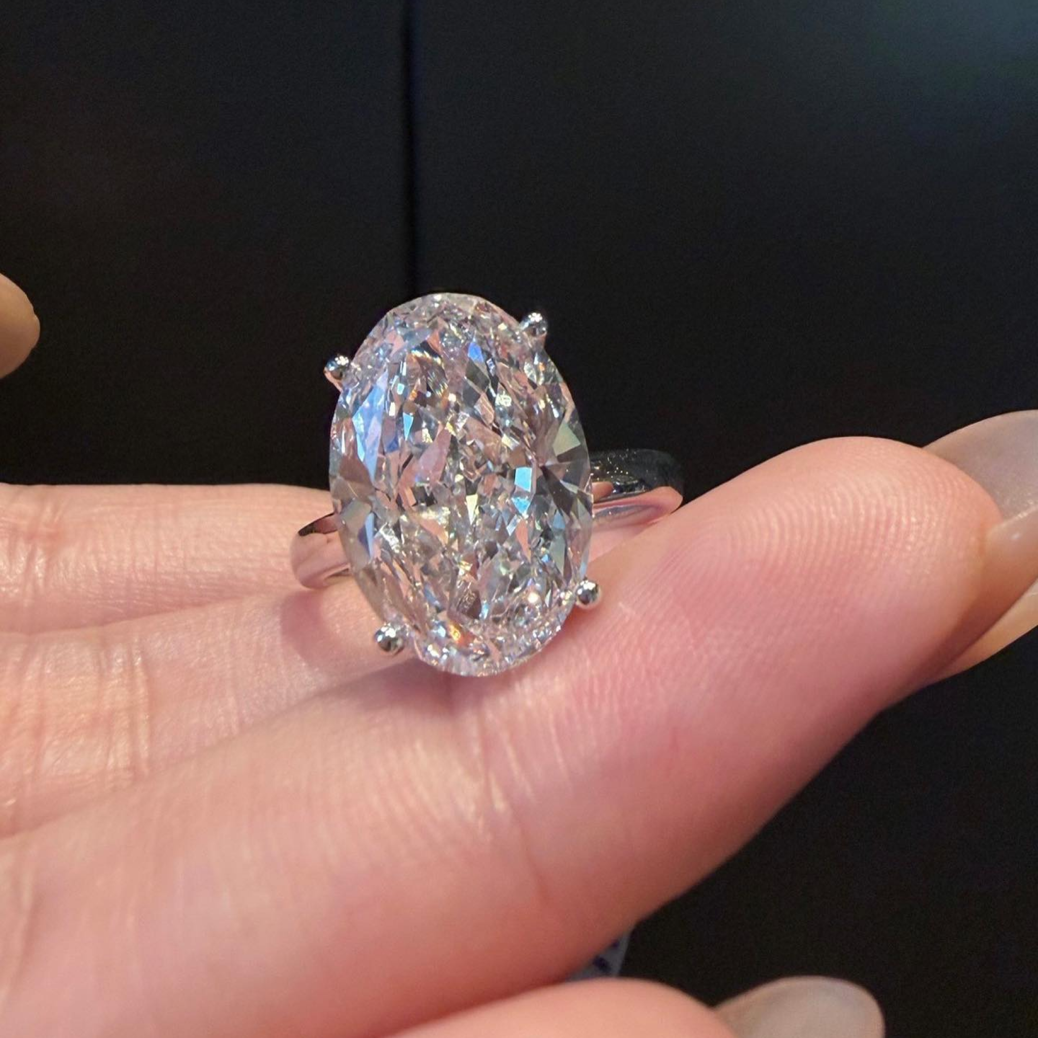 5 CT Oval Lab Grown Diamond Solitaire Engagement Ring | Hidden Halo Bridal Ring