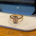 1.5 CT Emerald Cut Bezel Set Solitaire Ring | Minimalist Lab Grown Diamond Engagement Ring | 14K Gold Fine Jewelry