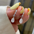 Pear Drop Lab Grown Diamond Hoop Earrings | Diamond Huggie Dangle Earrings