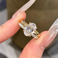 2 CT Oval Lab Grown Diamond Engagement Ring with Pavé Band