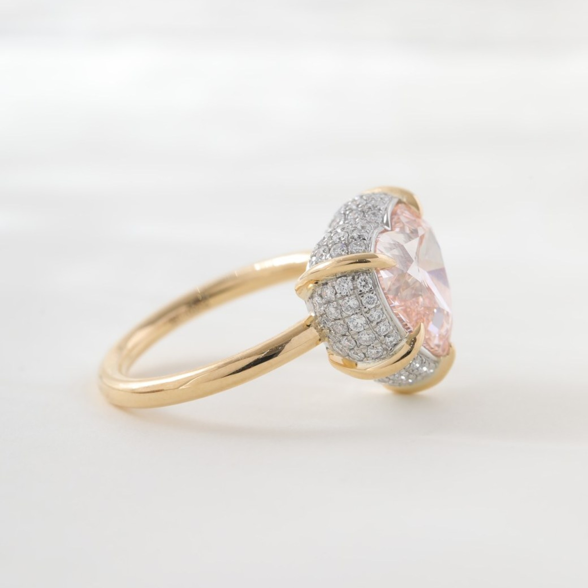 4 CT Heart Pink Lab Grown Diamond Engagement Ring with Hidden Halo | 14K Solid Gold Solitaire Ring