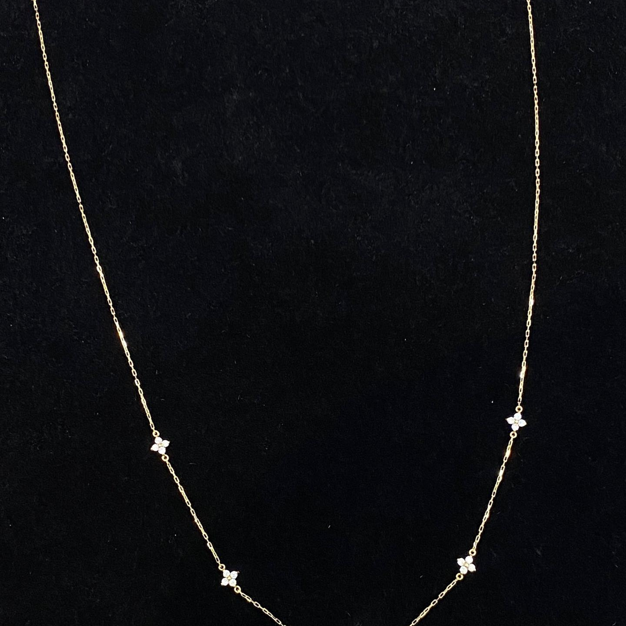 Dainty Diamond Flower Station Necklace | 14K Gold Floral Diamond Chain | Minimalist Everyday Layering Jewelry
